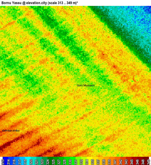 Zoom OUT 2x Bornu Yassu, Nigeria elevation map