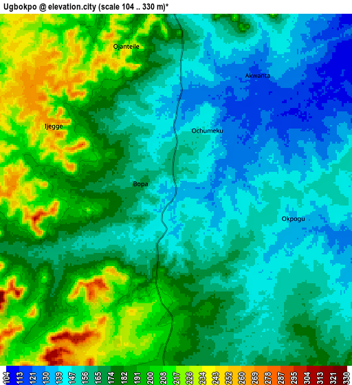 Zoom OUT 2x Ugbokpo, Nigeria elevation map