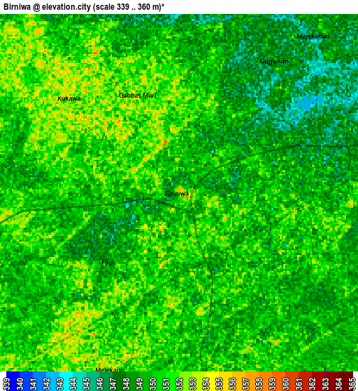 Zoom OUT 2x Birniwa, Nigeria elevation map