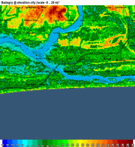 Zoom OUT 2x Badagry, Nigeria elevation map