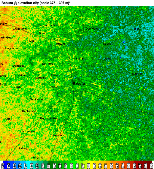 Zoom OUT 2x Babura, Nigeria elevation map