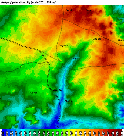 Zoom OUT 2x Ankpa, Nigeria elevation map