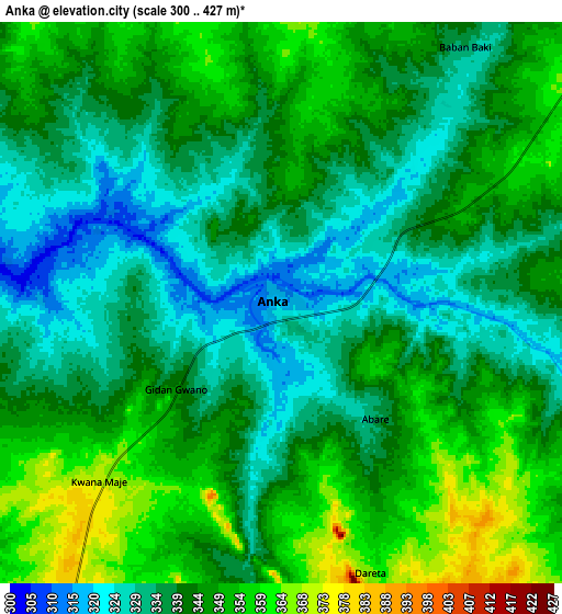 Zoom OUT 2x Anka, Nigeria elevation map