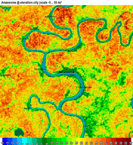 Zoom OUT 2x Amassoma, Nigeria elevation map