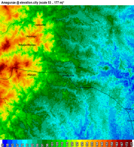 Zoom OUT 2x Amagunze, Nigeria elevation map