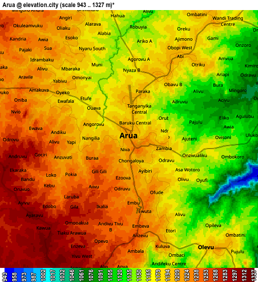 Zoom OUT 2x Arua, Uganda elevation map