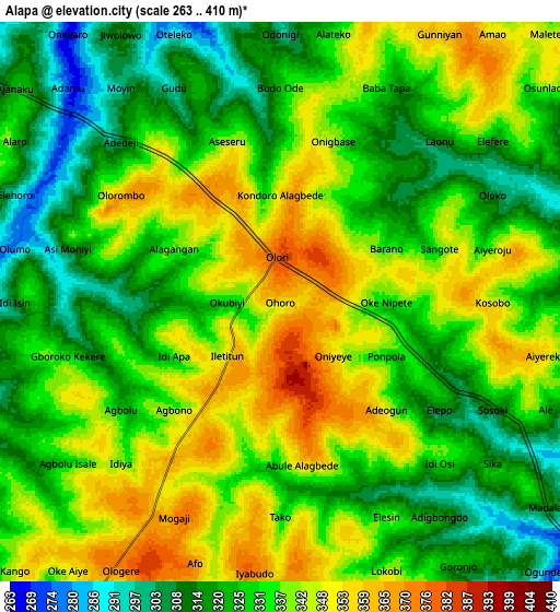 Zoom OUT 2x Alapa, Nigeria elevation map