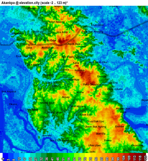 Zoom OUT 2x Akankpa, Nigeria elevation map