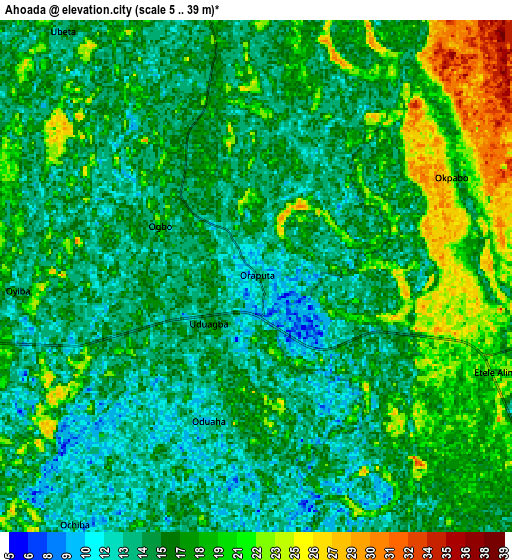 Zoom OUT 2x Ahoada, Nigeria elevation map