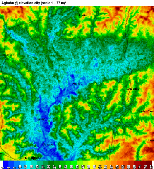 Zoom OUT 2x Agbabu, Nigeria elevation map