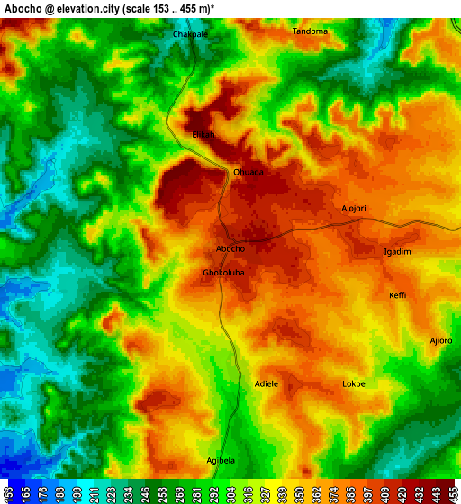 Zoom OUT 2x Abocho, Nigeria elevation map