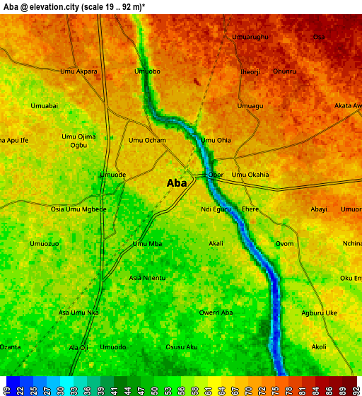 Zoom OUT 2x Aba, Nigeria elevation map