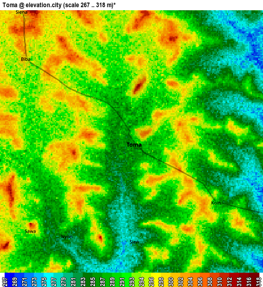 Zoom OUT 2x Toma, Burkina Faso elevation map