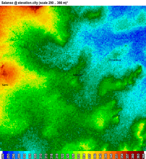 Zoom OUT 2x Salanso, Burkina Faso elevation map