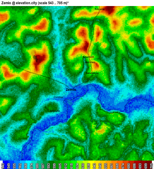Zoom OUT 2x Zemio, Central African Republic elevation map