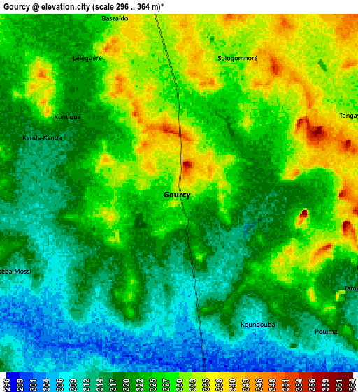 Zoom OUT 2x Gourcy, Burkina Faso elevation map