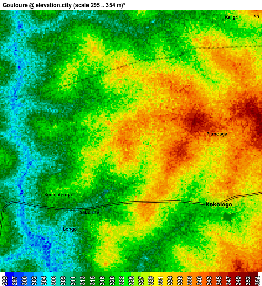 Zoom OUT 2x Goulouré, Burkina Faso elevation map