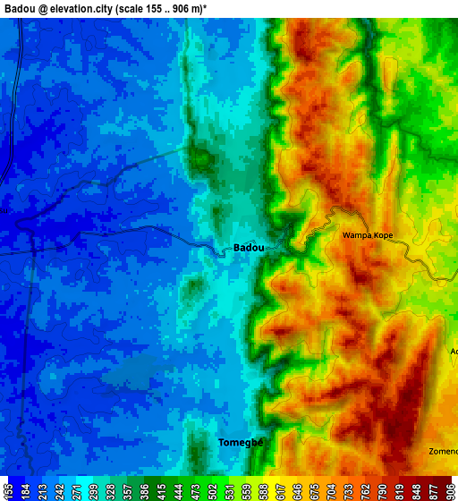 Zoom OUT 2x Badou, Togo elevation map