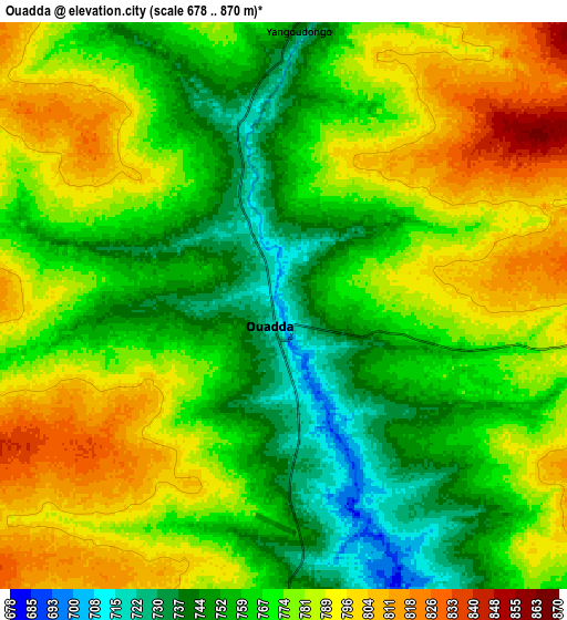 Zoom OUT 2x Ouadda, Central African Republic elevation map