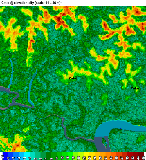 Zoom OUT 2x Catió, Guinea-Bissau elevation map