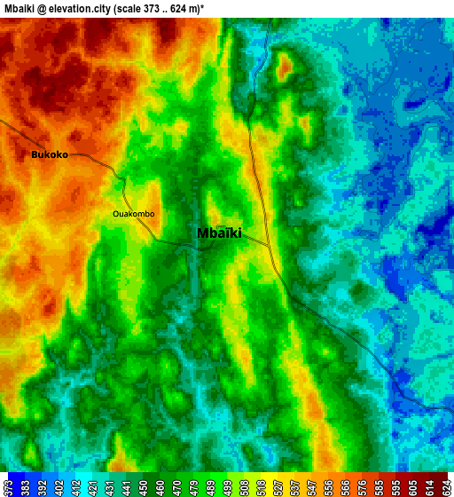 Zoom OUT 2x Mbaïki, Central African Republic elevation map