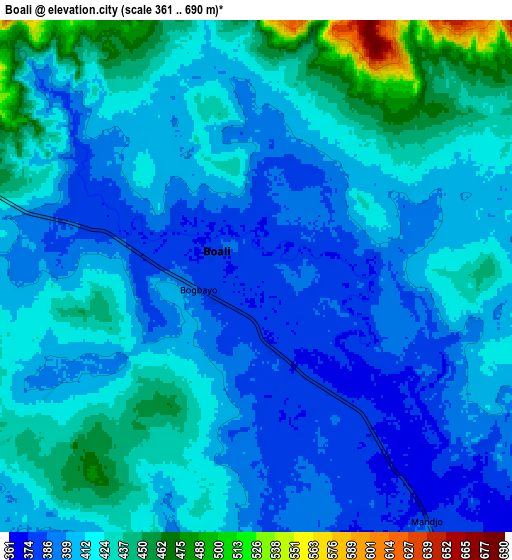 Zoom OUT 2x Boali, Central African Republic elevation map
