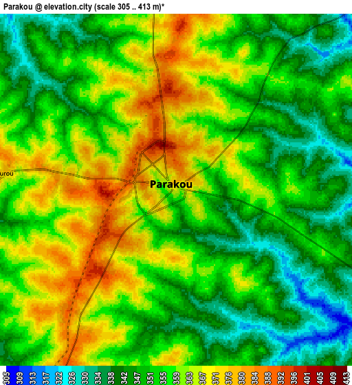 Zoom OUT 2x Parakou, Benin elevation map