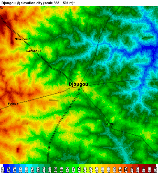 Zoom OUT 2x Djougou, Benin elevation map