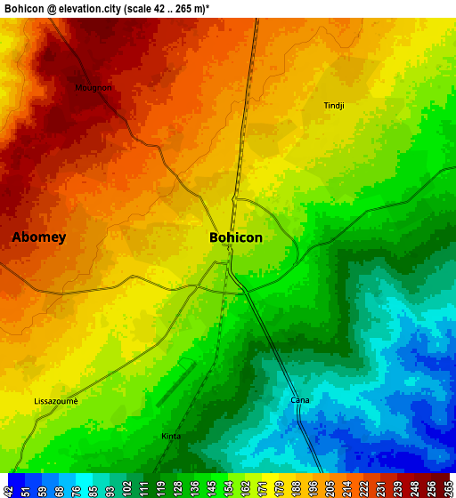 Zoom OUT 2x Bohicon, Benin elevation map