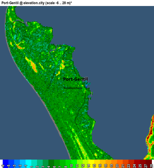 Zoom OUT 2x Port-Gentil, Gabon elevation map