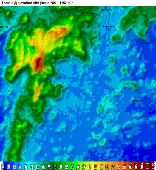 Zoom OUT 2x Tombu, Sierra Leone elevation map