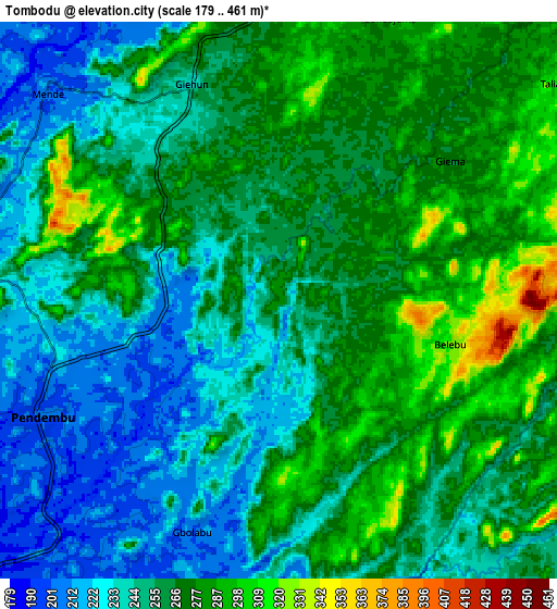 Zoom OUT 2x Tombodu, Sierra Leone elevation map