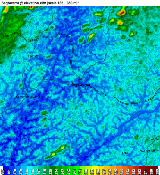 Zoom OUT 2x Segbwema, Sierra Leone elevation map