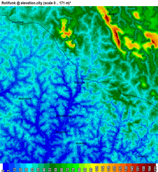 Zoom OUT 2x Rotifunk, Sierra Leone elevation map