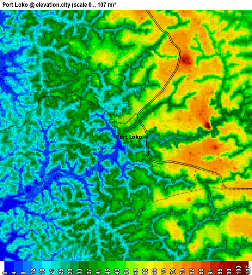 Zoom OUT 2x Port Loko, Sierra Leone elevation map
