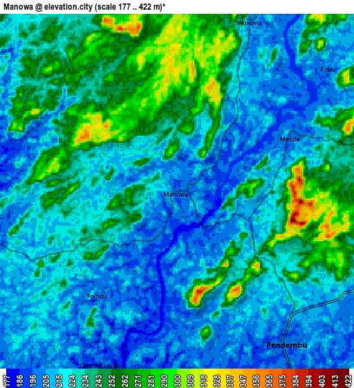 Zoom OUT 2x Manowa, Sierra Leone elevation map