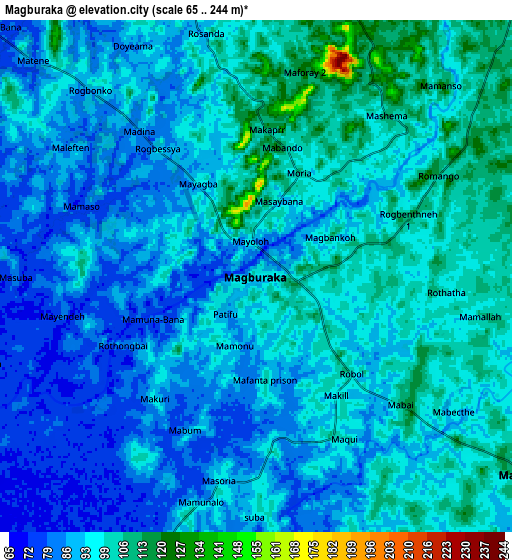 Zoom OUT 2x Magburaka, Sierra Leone elevation map