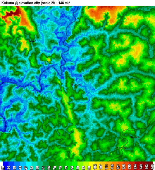 Zoom OUT 2x Kukuna, Sierra Leone elevation map