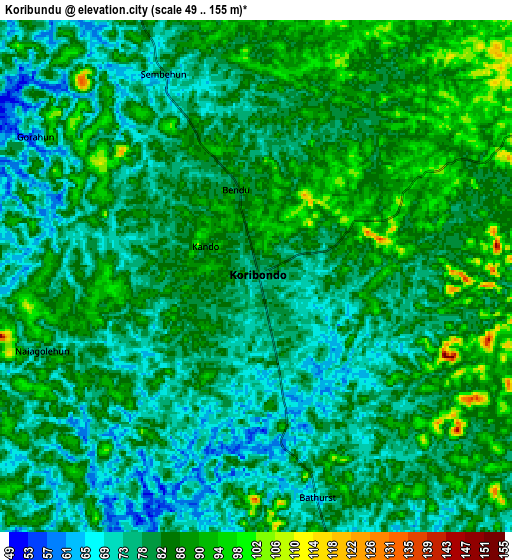 Zoom OUT 2x Koribundu, Sierra Leone elevation map