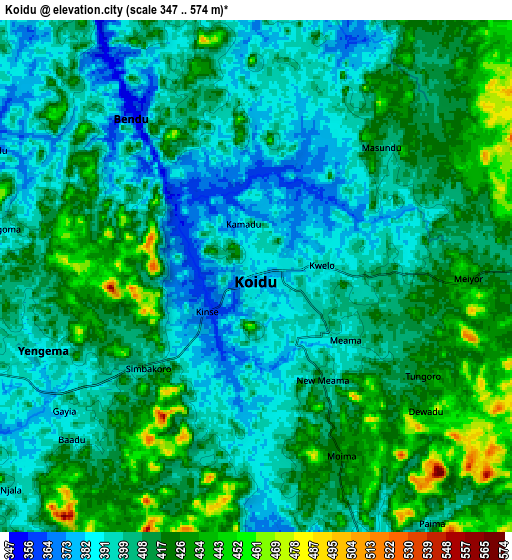 Zoom OUT 2x Koidu, Sierra Leone elevation map