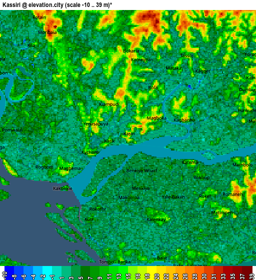 Zoom OUT 2x Kassiri, Sierra Leone elevation map
