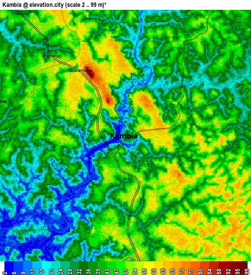 Zoom OUT 2x Kambia, Sierra Leone elevation map