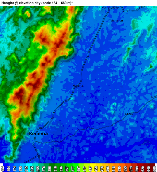 Zoom OUT 2x Hangha, Sierra Leone elevation map