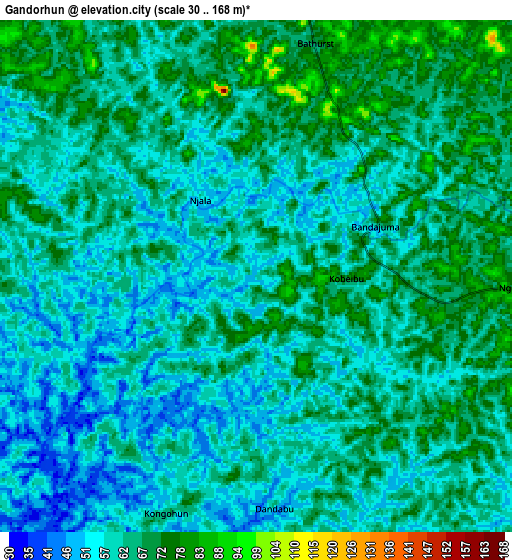Zoom OUT 2x Gandorhun, Sierra Leone elevation map