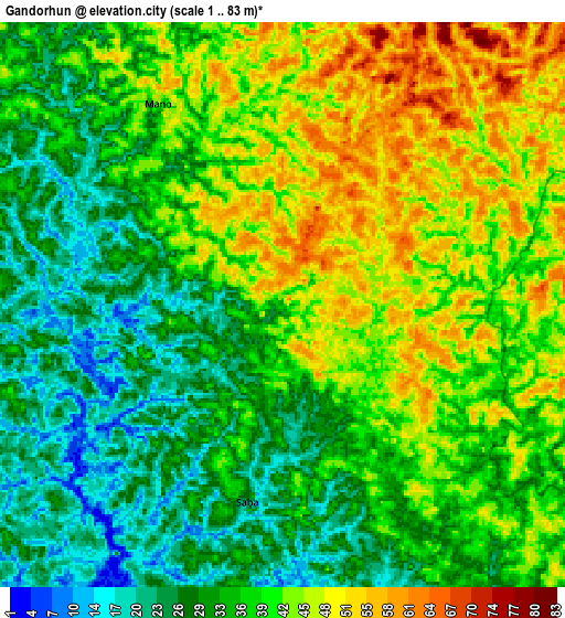 Zoom OUT 2x Gandorhun, Sierra Leone elevation map