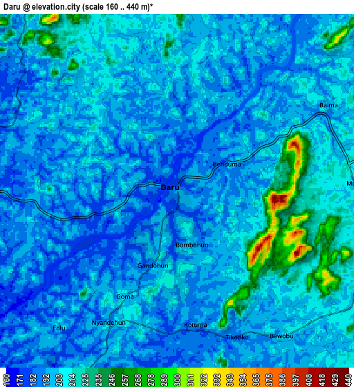 Zoom OUT 2x Daru, Sierra Leone elevation map