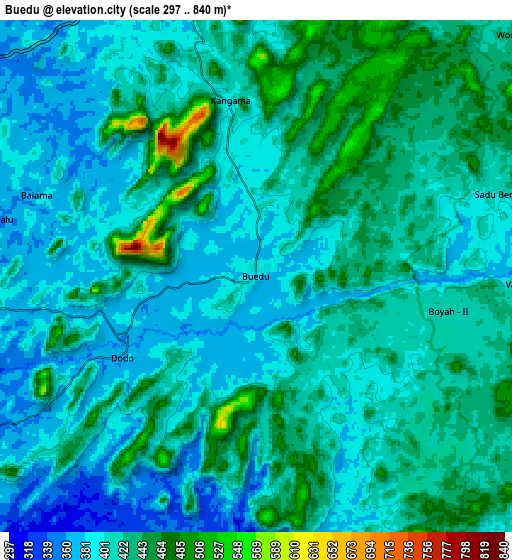 Zoom OUT 2x Buedu, Sierra Leone elevation map