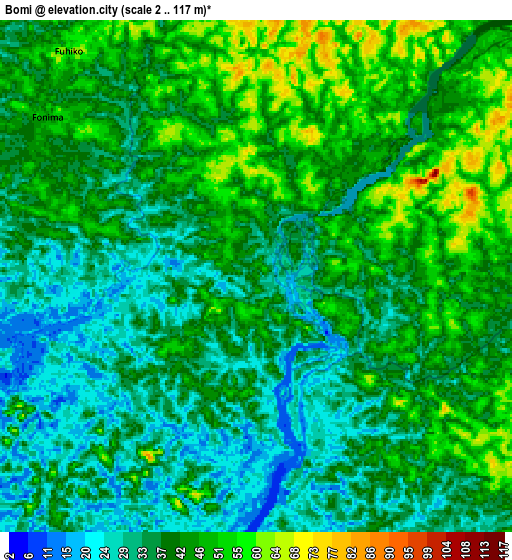 Zoom OUT 2x Bomi, Sierra Leone elevation map