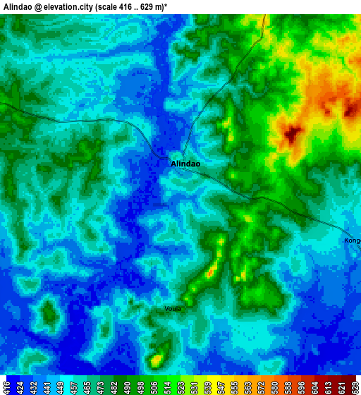 Zoom OUT 2x Alindao, Central African Republic elevation map