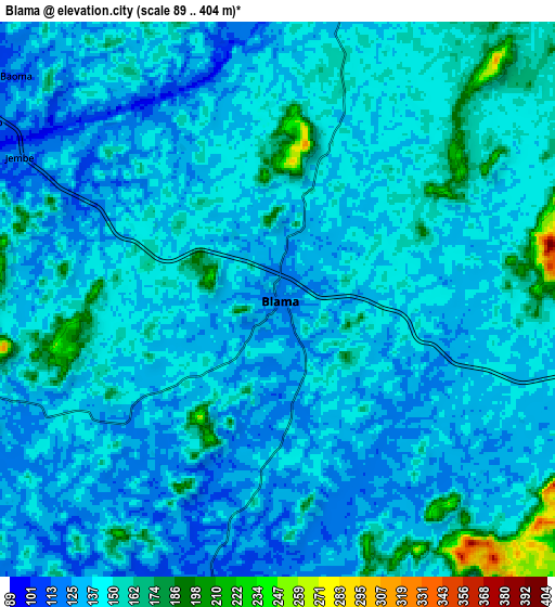 Zoom OUT 2x Blama, Sierra Leone elevation map